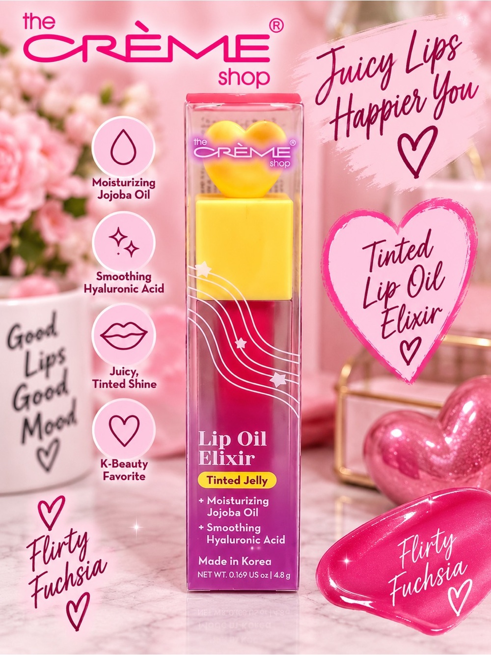 The Crene Shop Flirty Fuchsia Tinted Lip Oil Elixir